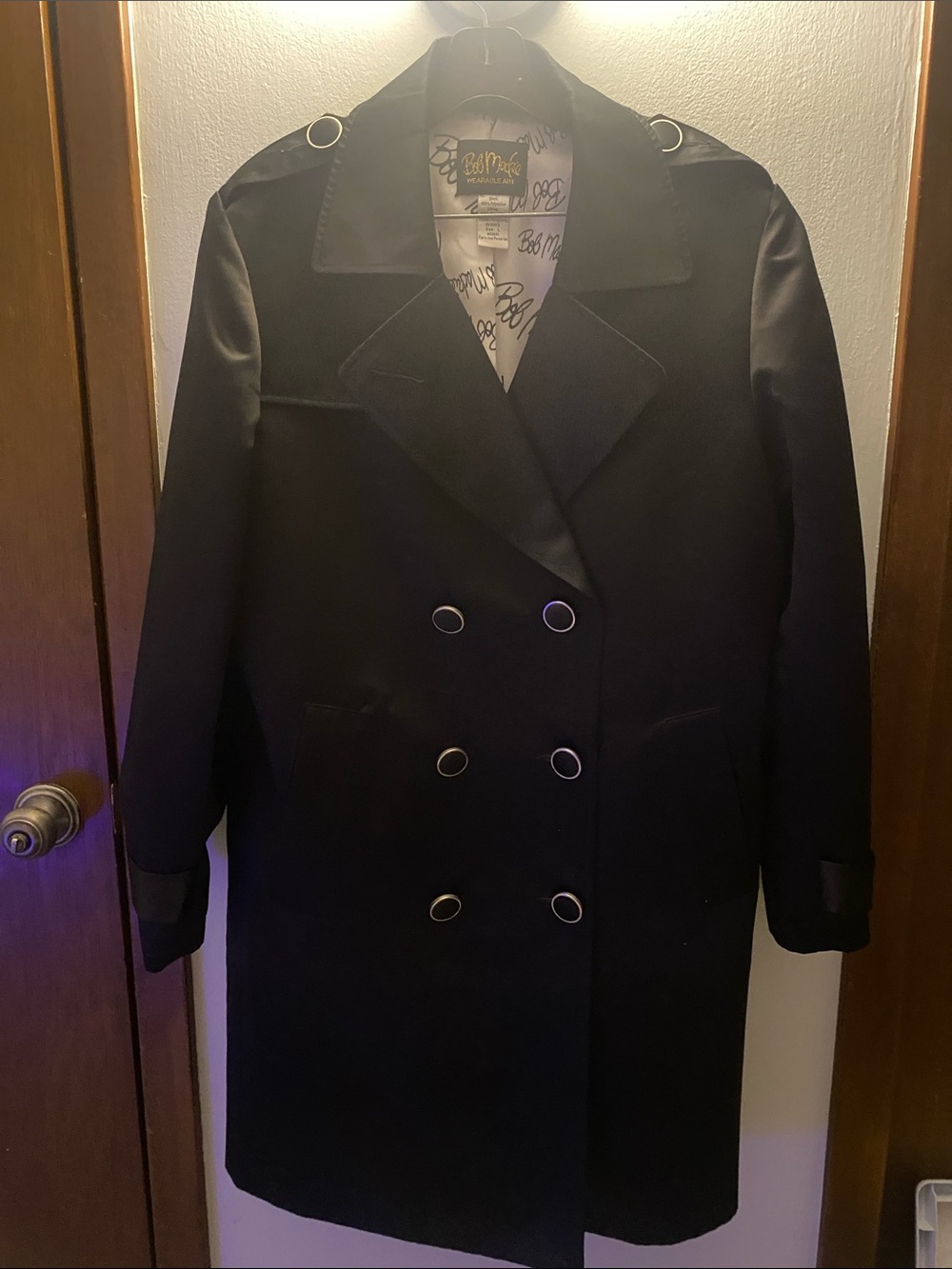 Bob Mackie Black Double-Breasted Coat